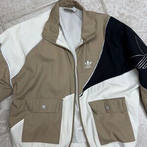 Adidas Beige and Black Colorblock Jacket